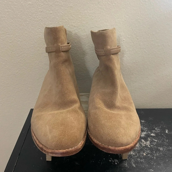Joie Flat Booties Presley Suede Leather Tan Boho Country Size 38.5 US 8.5 - Picture 4 of 9